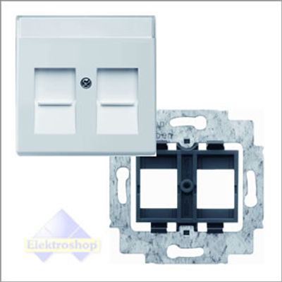 Busch-Jaeger RJ45 inbouwset met draagframe en inzetplaat Solo davos/studiowit