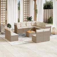 12-delige Loungeset met kussens poly rattan beige