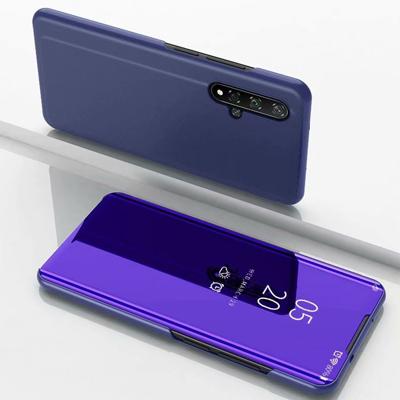 Galvaniseren spiegel horizontale Flip lederen case voor Huawei Honor 20 met houder (violet blauw)