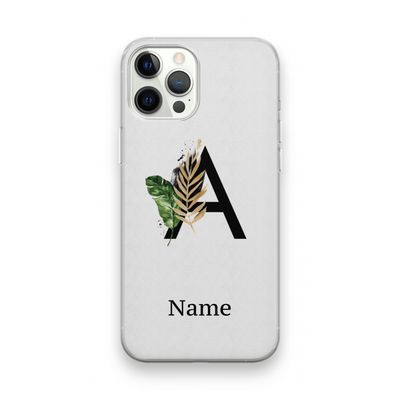 Charcoal Flora: iPhone 12 Pro Transparant Hoesje
