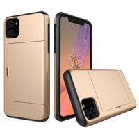 Schokbestendig robuuste Armor beschermhoes met kaartsleuf voor iPhone 11 (goud) Schokbestendig robuuste Armor beschermhoes met kaartsleuf voor iPhone 11 (goud)