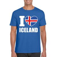 Blauw I love Ijsland fan shirt heren