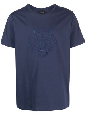 Billionaire t-shirt en coton à motif lion brodé - Bleu