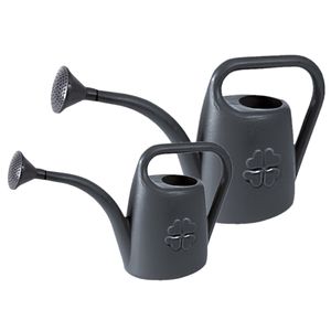 Combi-set kunststof bloemen/planten gieters met broeskop/sproeikop antraciet 1.8 en 4,5 liter