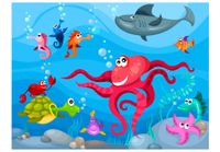 Fotobehang - Vliesbehang  Octopus en haai, kinderkamer, premium print