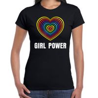 Regenboog hart Girl Power gay pride zwart t-shirt voor dames