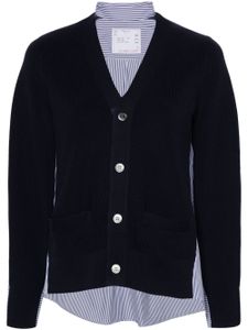 sacai cardigan en coton à empiècements - Bleu