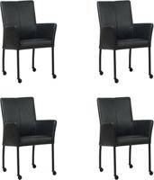Zwarte leren moderne eetkamerstoel Comfort - Granada leer Black (zwart leer)