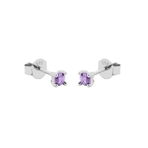 Karma Oorbellen Round Lilac Zirconia 2 mm Zilver