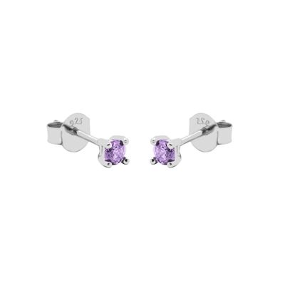 Karma Oorbellen Round Lilac Zirconia 2 mm Zilver