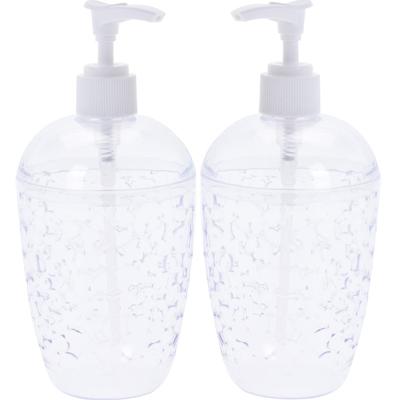 Zeeppompje/dispenser - 2x - transparant - druppels - 18 cm - badkamer/toilet/keuken