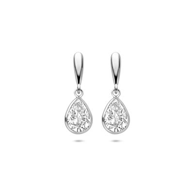 Gerhodineerd Zilveren Oorhangers Druppel met Zirkonia - 20mm - 925 Zilver