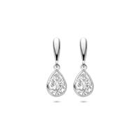 Gerhodineerd Zilveren Oorhangers Druppel met Zirkonia - 20mm - 925 Zilver