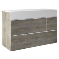 Commode Prado 120 cm breed in endgrain eiken met mat wit - thumbnail