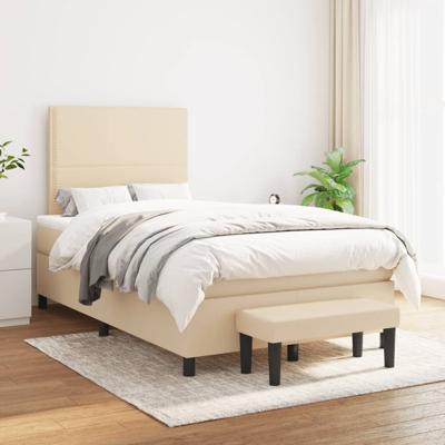 Boxspring met matras stof crèmekleurig 120x200 cm