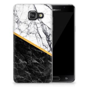 Samsung Galaxy A3 2016 TPU Siliconen Hoesje Marmer Wit Zwart - Origineel Cadeau Man