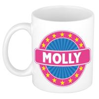 Molly voornaam koffiemok - beker - wit/roze - 300 ml - Cadeau - Dames - Collega - Moederdag