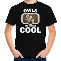 T-shirt owls are serious cool zwart kinderen - uilen/ kerkuil shirt XL (158-164)  - - thumbnail