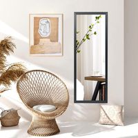 120 x 37 cm Wandspiegel Deurspiegel met in Hoogte Verstelbare Hangende Haakspiegel voor Slaapkamer Zwart