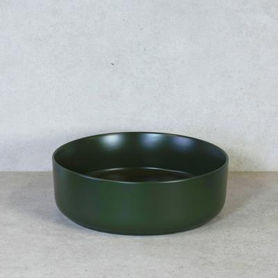 HR Badmeubelen Note waskom - 37x12cm - opbouw - keramiek - olijfgroen mat 10401057