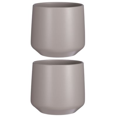2x stuks bloempot mat taupe keramiek voor kamerplant H21 x D23.5 cm