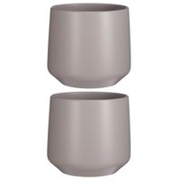 2x stuks bloempot mat taupe keramiek voor kamerplant H21 x D23.5 cm