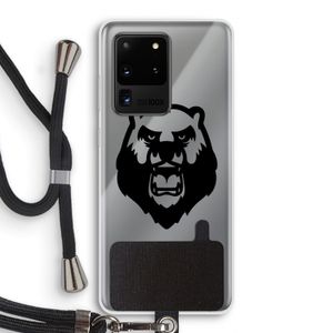 Angry Bear (black): Samsung Galaxy S20 Ultra Transparant Hoesje met koord