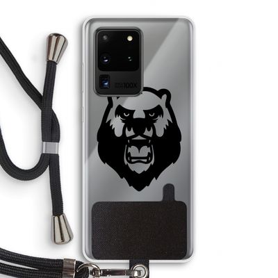 Angry Bear (black): Samsung Galaxy S20 Ultra Transparant Hoesje met koord