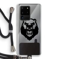 Angry Bear (black): Samsung Galaxy S20 Ultra Transparant Hoesje met koord