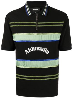 Ahluwalia polo zippé à logo imprimé - Noir