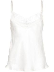 Maje lace-trim silk cami top - Blanc