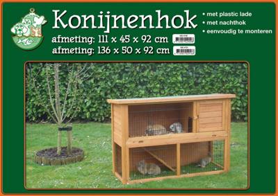 Konijnenhok bouwpakket met plastic lade en ren bruin 111 cm - Gebr de boon