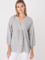 Losse linnen blouse met ruitjespatroon
