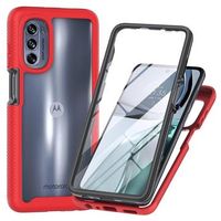 360 Bescherming Motorola Moto G62 5G Hoesje - Rood / Doorzichtig - thumbnail