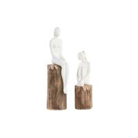Decoratieve figuren DKD Home Decor Vrouw Bruin Wit (2 Stuks)