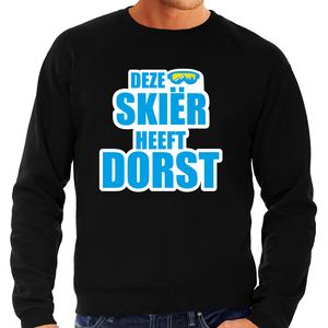 Apres ski trui Deze skieer heeft dorst zwart heren - Wintersport sweater - Foute apres ski outfit