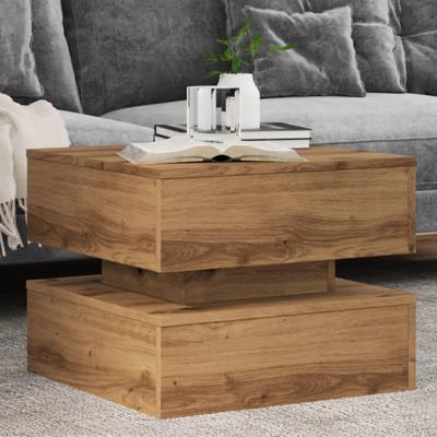 Salontafel met LED-verlichting 50x50x40cm artisanaal eikenkleur