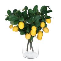 Kunstbloem citrusfruit tak citroen - 4x - 60 cm - geel - losse steel - Kunst zijdebloemen
