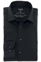 OLYMP Level Five 24/Seven Body Fit Jersey shirt zwart, Effen - thumbnail