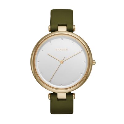 Horlogeband Skagen Skw2483 Leder Groen 14mm