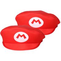 2x stuks rode Loodgieter pet voor Mario