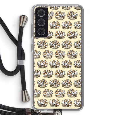 Slapende poes: Samsung Galaxy S21 FE Transparant Hoesje met koord