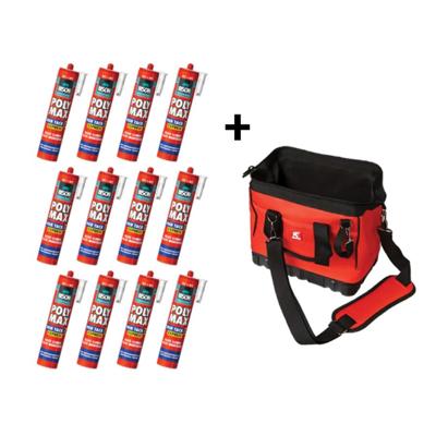 Griffon PolyMax High Tack Express montagelijm - in Tool Bag met 12 kokers - wit