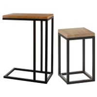 Oskar bijzettafels - 2x - hout - metalen poten - 42x25 cm - 46x30x66 cm