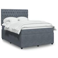 Boxspring met matras fluweel donkergrijs 140x190 cm