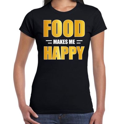 Food makes me happy t-shirt / kleding zwart voor dames