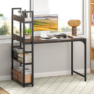 Computerbureau met Stekkerdoos 120 cm Bureau met Boekenkast Stopcontacten en Metalen Frame Werktafel voor Thuiskantoor