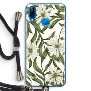 Wit bloemenpatroon: Huawei P20 Lite Transparant Hoesje met koord