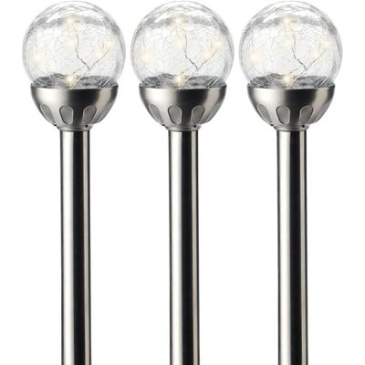 3x Buiten/tuin LED RVS bol stekers Navi solar verlichting 30 cm 3x Buiten/tuin LED RVS bol stekers Navi solar verlichting 30 cm