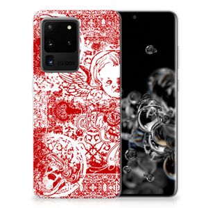 Silicone Back Case Samsung Galaxy S20 Ultra Angel Skull Rood